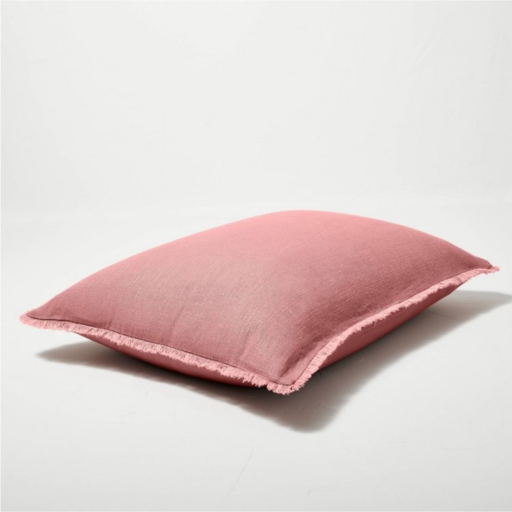 New Casaluna Pillow Sham Linen Blend Heavyweight Standard Size in Rose Pink - Picture 5 of 11